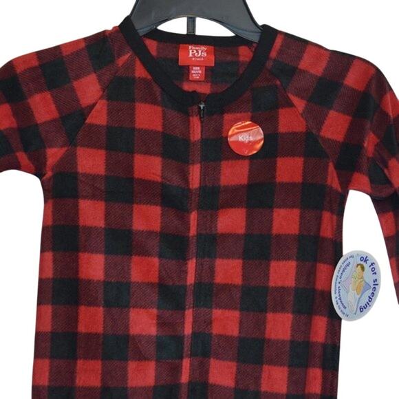 Family Pajamas 1-Piece Kids Red Buffalo Check Pajama - Picture 3 of 7